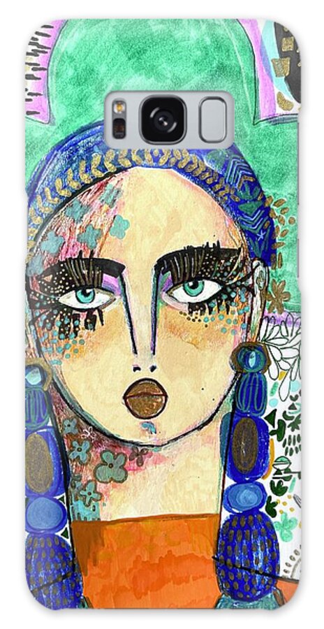 Abstract Face Art Galaxy Case featuring the mixed media Girl from Spain by Rosalina Bojadschijew