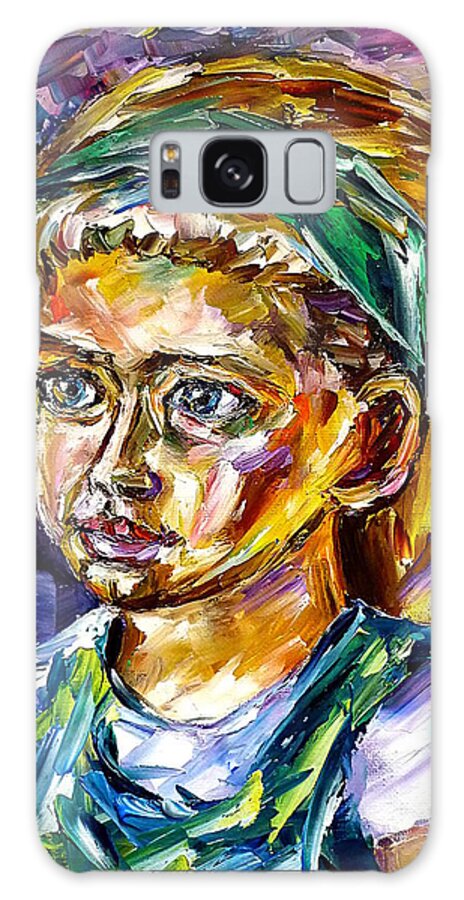Girl Portrait Galaxy Case featuring the painting Girl With A Green Hair Band by Mirek Kuzniar