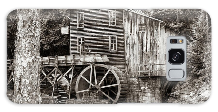 Glade Creek Mill Galaxy Case featuring the photograph Glade Creek Grist Mill of the Appalachian Mountains 1x1 Sepia by Gregory Ballos