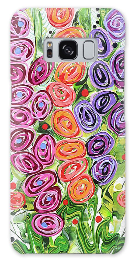 Fluid Acrylic Painting Galaxy Case featuring the painting Gladiolus Garden by Jane Crabtree