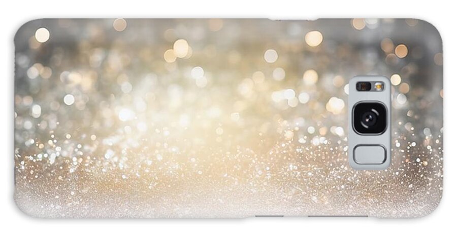 Abstract Galaxy Case featuring the painting Glitter Vintage Lights Background. Silver, Gold And White. De-focused by N Akkash