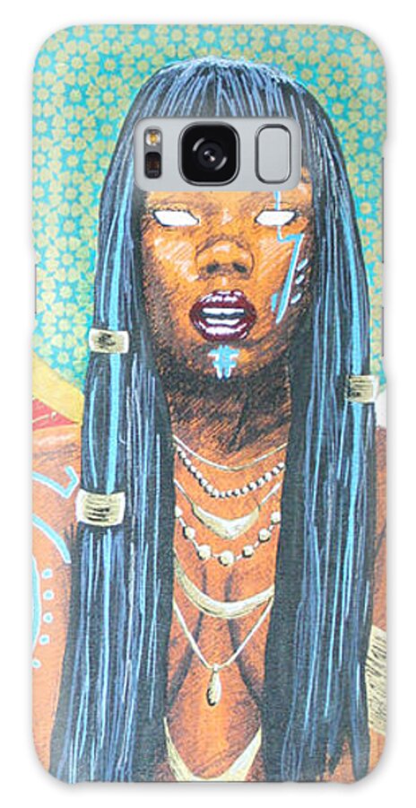 Black Galaxy Case featuring the mixed media Goddess Ala of Fertility by Edmund Royster