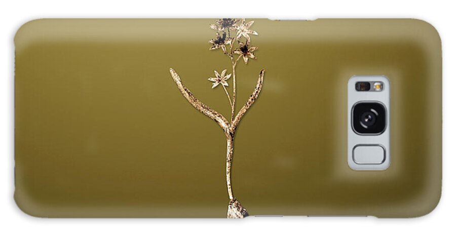Gold Galaxy Case featuring the painting Gold Alpine Squill on Dune Yellow n.01657 by Holy Rock Design