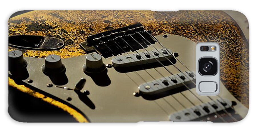 Fender Galaxy Case featuring the photograph Fender Stratocaster Gold Leaf Relic Electric Guitar Music by Guitarwacky Fine Art