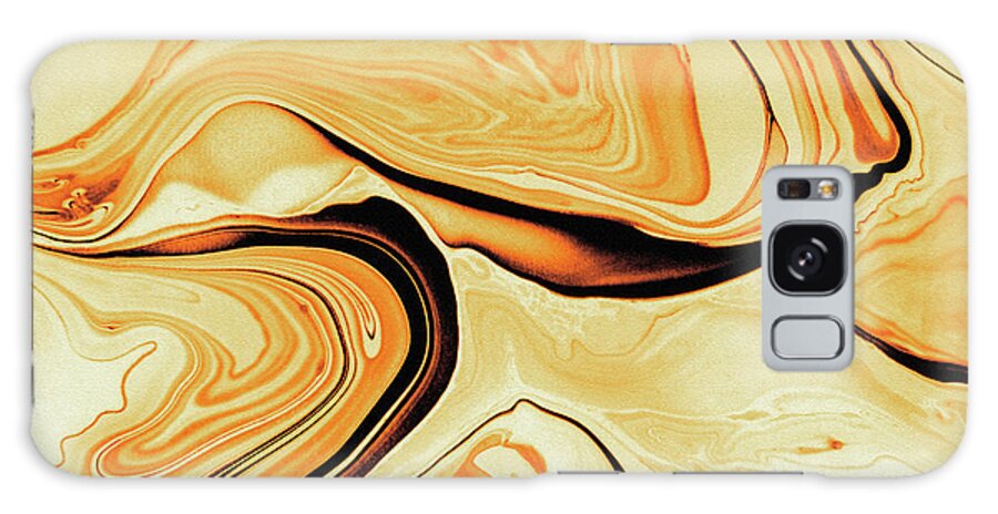 Abstract Galaxy Case featuring the painting Golden Abstract Of Art Wavy Background by Severija Kirilovaite