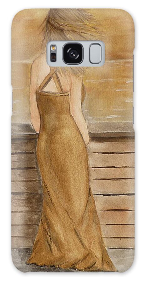Golden Dress Galaxy Case featuring the painting Golden Breeze by Kelly Mills