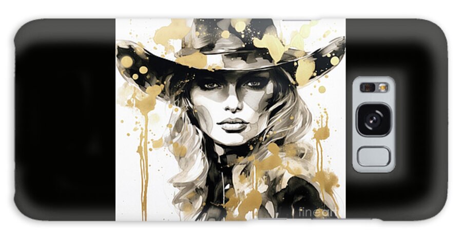 Cowgirl Galaxy Case featuring the painting Golden Cowgirl by Tina LeCour