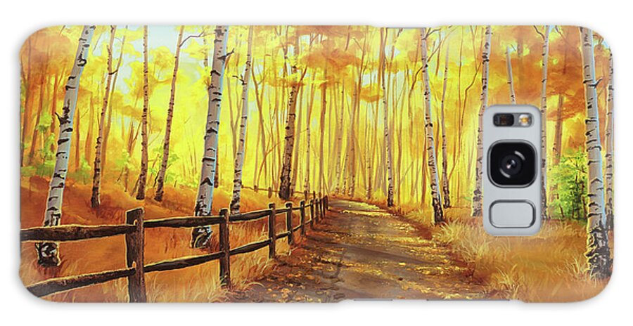 Autumn Forest Galaxy Case featuring the painting Golden Forest by Joe Mandrick