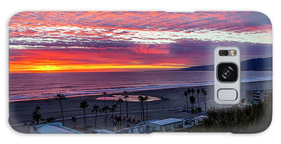 Sunset Santa Monica Bay Panorama Galaxy Case featuring the photograph Golden Horizon At Sunset - Panorama by Gene Parks