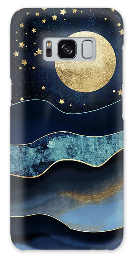 Moon Galaxy Case featuring the digital art Golden Moon by Spacefrog Designs