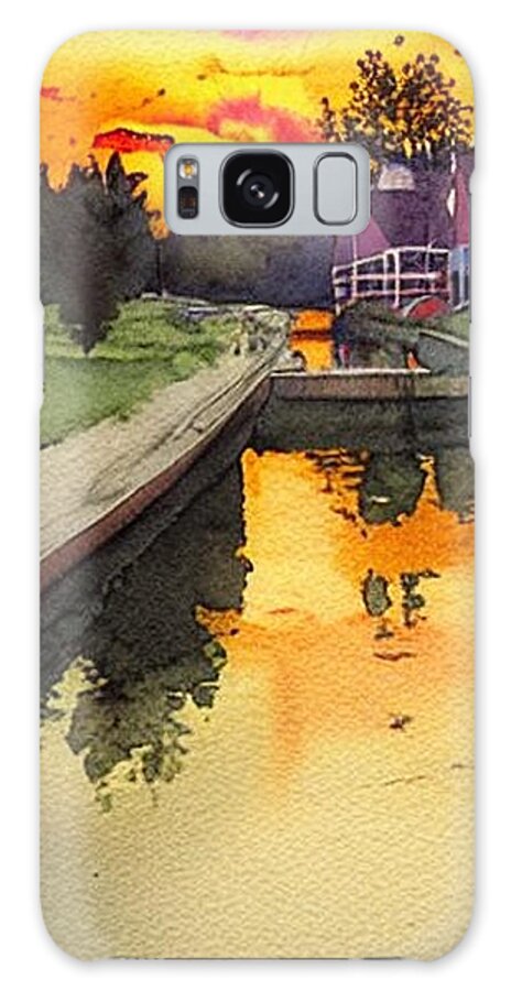 Waterloo Village Galaxy Case featuring the painting Golden Sunset on the Morris Canal at Waterloo Village, 1 by Christopher Lotito