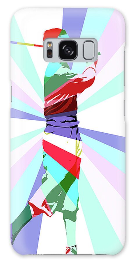Golfer Pop Art Print Galaxy Case featuring the mixed media Golfer Pop Art Print by Dan Sproul