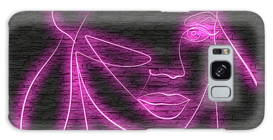 Grace Kelly Galaxy Case featuring the digital art Grace Kelly neon portrait by Movie World Posters