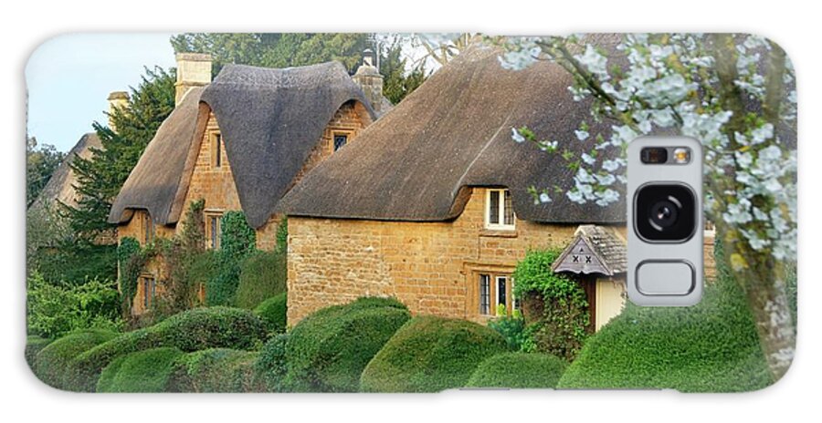 Great Tew Galaxy Case featuring the photograph Great Tew thatch and blossom. by David Birchall