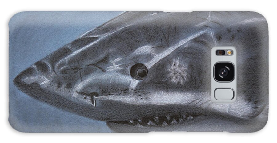 Great White Shark Galaxy Case featuring the drawing Great White by Mike Kling