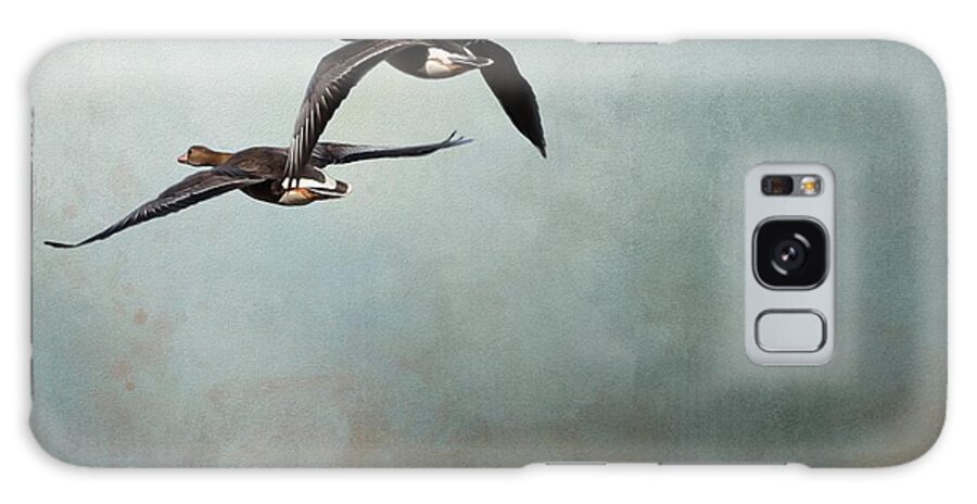 Geese Galaxy Case featuring the photograph Greater White-Fronted Geese In Flight by Eva Lechner