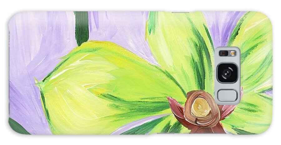 Green Galaxy Case featuring the painting Green and Purple Flower by Britt Miller