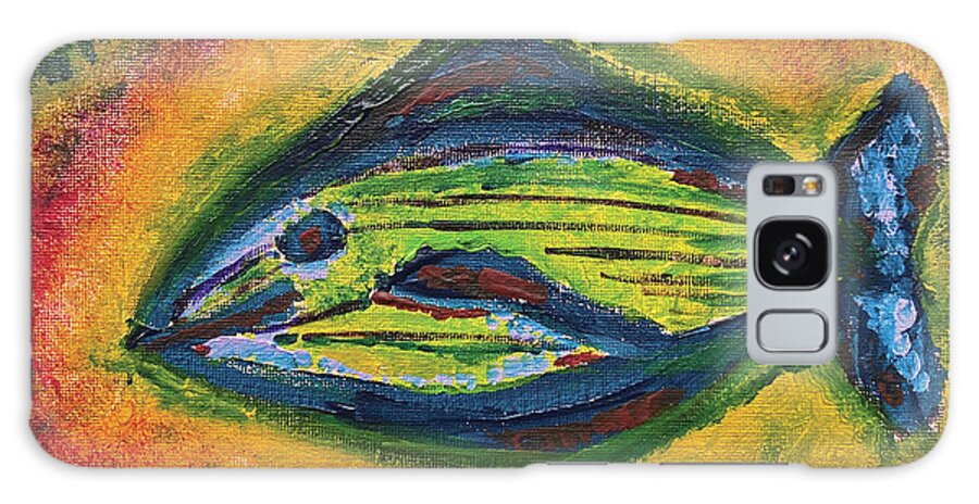 Fish Galaxy Case featuring the painting Green Fish by David Feder