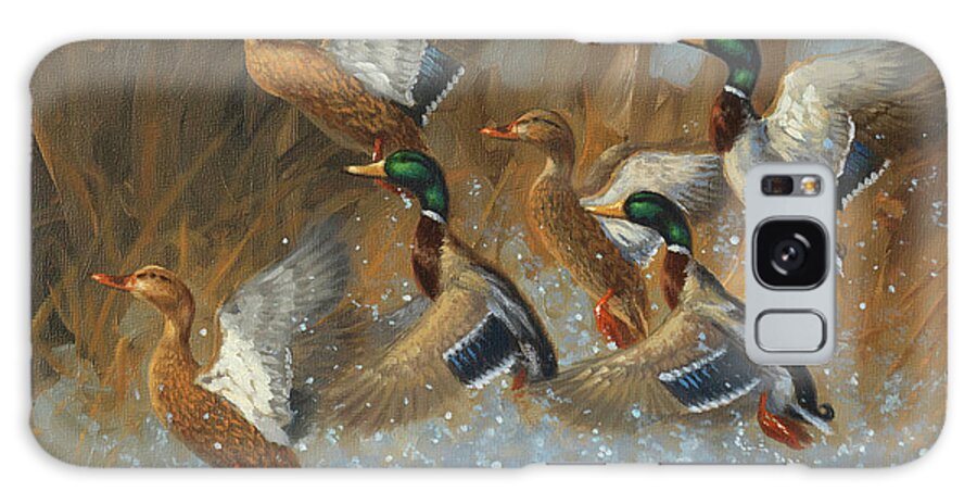 Mallards Galaxy Case featuring the painting Greenhead Burst by Guy Crittenden