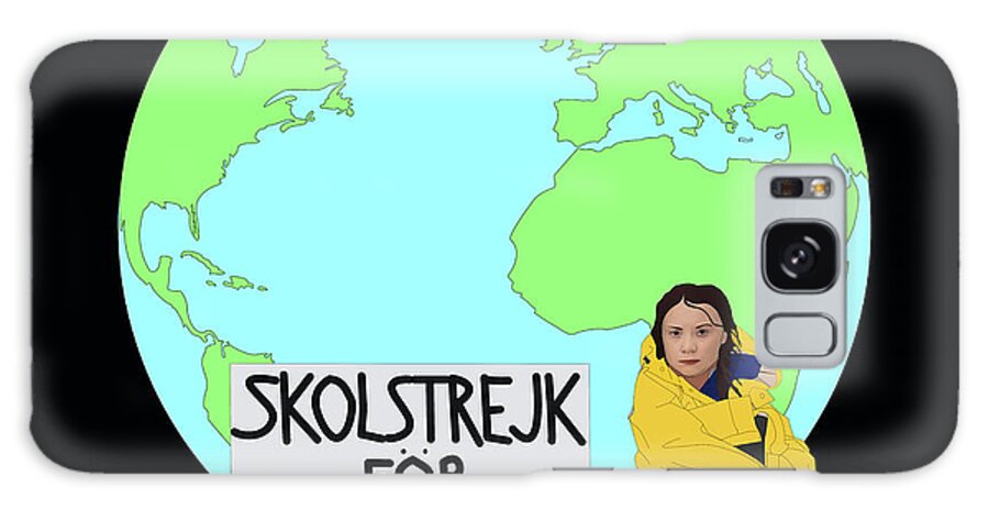Greta Thunberg Galaxy Case featuring the digital art Greta Thunberg Strikes for the Climate by Teresamarie Yawn