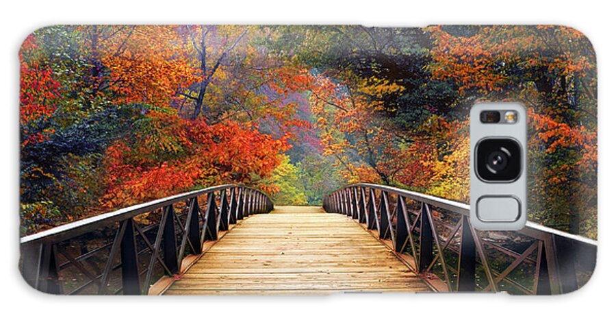 Autumn Footbridge Galaxy S8 Case featuring the photograph Wondrous Woodland Crossing by Jessica Jenney