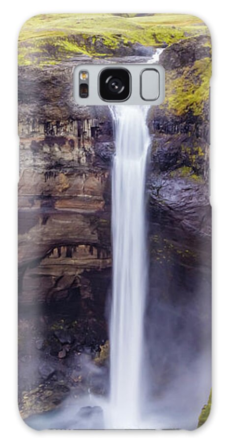 Haifoss Galaxy Case featuring the photograph Haifoss waterfall, Iceland by Lyl Dil Creations
