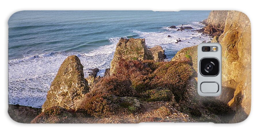 Cliff Galaxy Case featuring the photograph Hanover Cove At Golden Hour St Agnes Cornwall by Richard Brookes