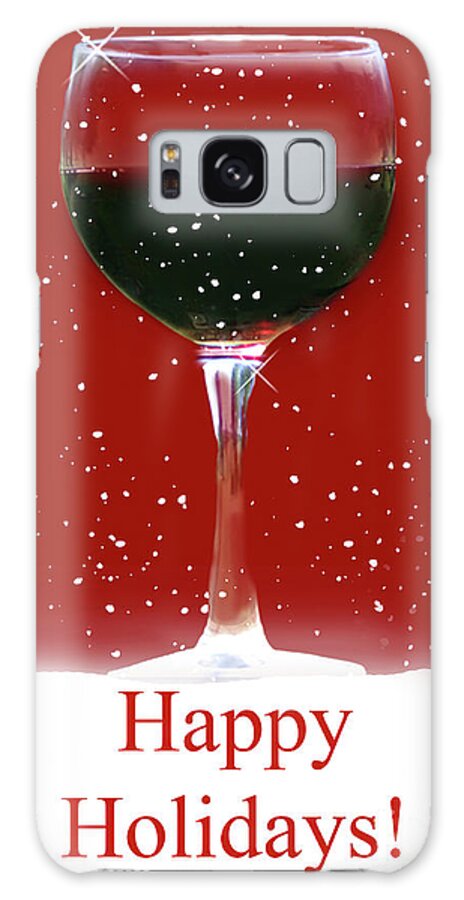 Christmas Galaxy Case featuring the photograph Happy Holidays with Red Wine and Snow by Stephanie Laird