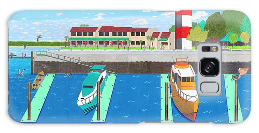 Harbor Town Galaxy Case featuring the drawing Harbor Town by John Wiegand