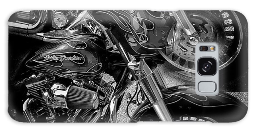 Abstract Galaxy Case featuring the photograph Harley Davidson Abstract BW by Jerry Abbott