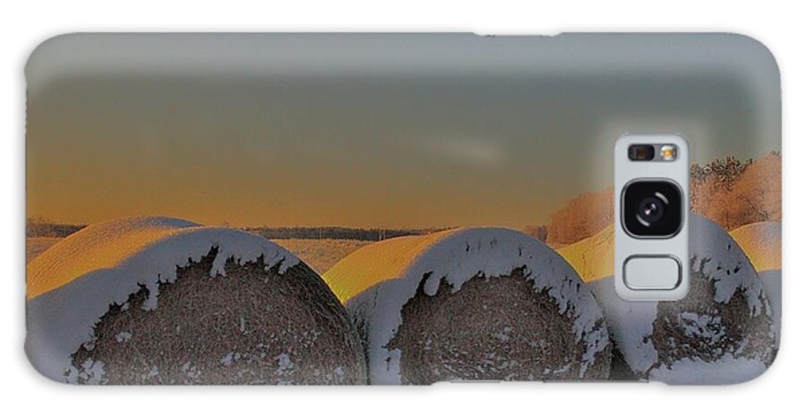 Hay Galaxy Case featuring the photograph Hay Roll In Snow #1 by Eric Towell