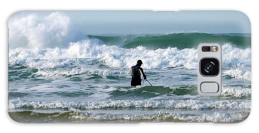 Perranporth Galaxy Case featuring the photograph Heading Into The Surf by Terri Waters