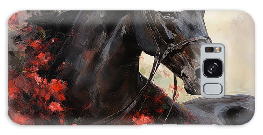 Horse With Roses Galaxy Case featuring the painting Heartbeat of the Derby - Horses and Roses Paintings by Lourry Legarde