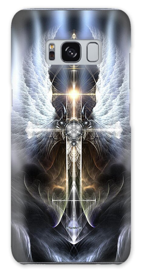 Heaven Galaxy Case featuring the digital art Heavenly Angel Wings Cross by Rolando Burbon