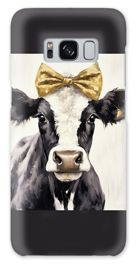 Cow Galaxy Case featuring the painting Her Gold Bow by Tina LeCour