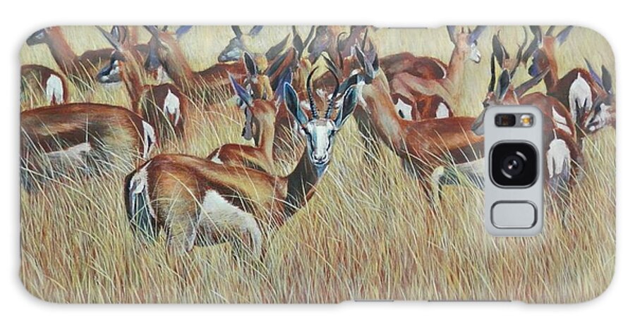 Springbok Galaxy Case featuring the painting Herd of Springbok by John Neeve