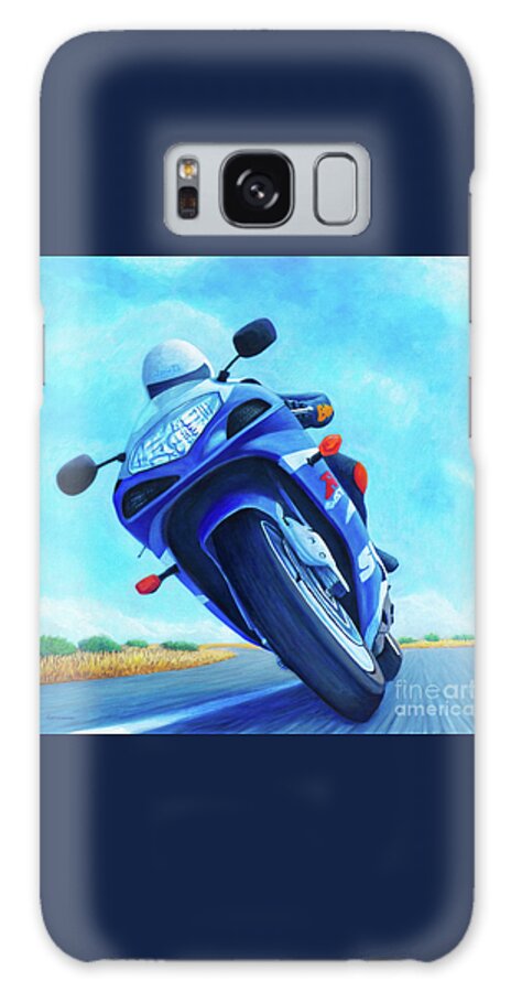 Motorcycle Galaxy Case featuring the painting High Desert Pass - Suzuki GSXR1000 by Brian Commerford