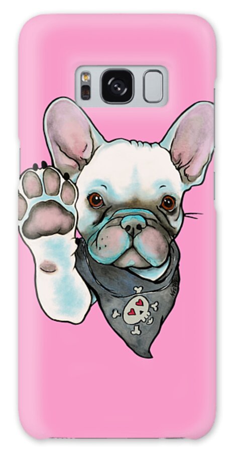 French Bulldog Galaxy Case featuring the digital art High Five French Bulldog White by Jindra Noewi
