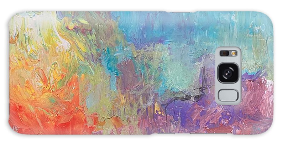 Landscape Galaxy Case featuring the painting Hiking Abstract Landscape by Robin Pedrero