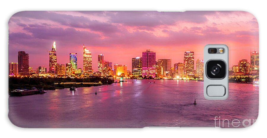 Ho Chi Minh City Galaxy Case featuring the photograph Ho Chi Minh City Skyline and Saigon River at Sunset by Bryan Mullennix