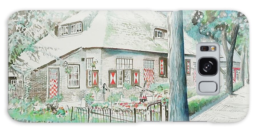 #holland #house #hollandhouse #watercolor #watercolorpainting #strawroof #traditionalhome #glenneff #thesoundpoetsmusic #picturerockstudio #dutch #dutchhouse Galaxy Case featuring the painting Holland House by Glen Neff