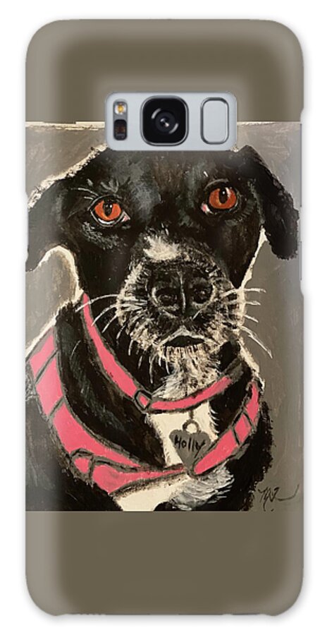 Dog Galaxy Case featuring the painting Border Collie-black Lab Rescue Pup by Melody Fowler