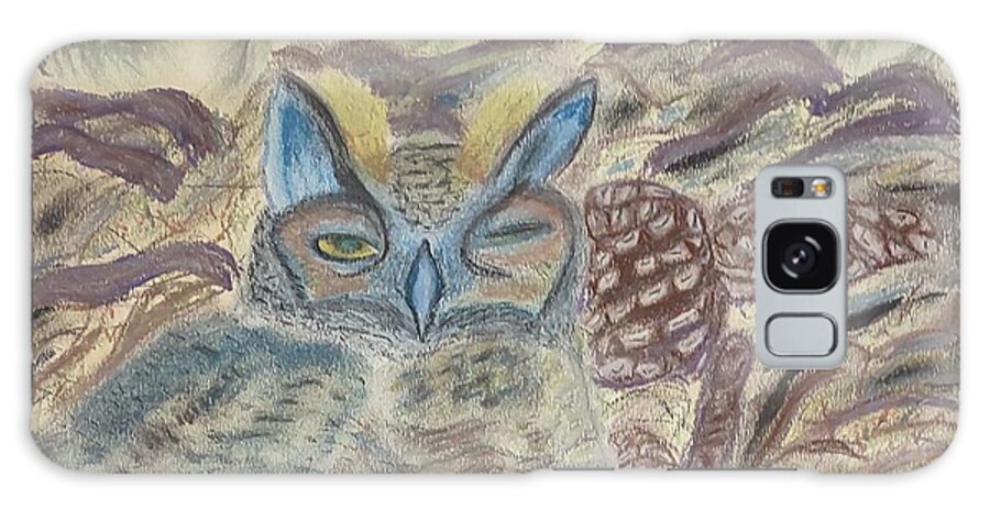 Horned Owl Galaxy Case featuring the pastel Horned Owl Nesting by Suzanne Berthier