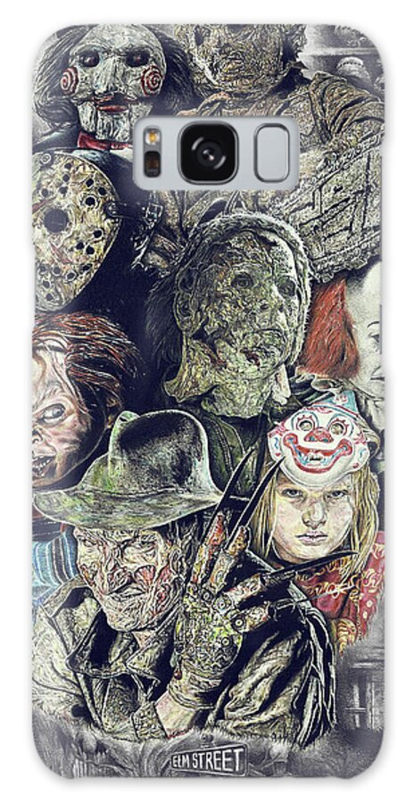 Fear Galaxy Case featuring the drawing Horror Movie Murderers by Daniel Ayala