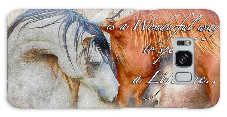 Loving Horses Galaxy Case featuring the digital art Horses Nuzzling Loving by Steve Ladner