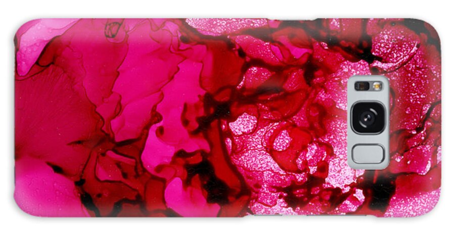 Hot Pink Peony Galaxy Case featuring the painting Hot Pink Peony by Daniela Easter