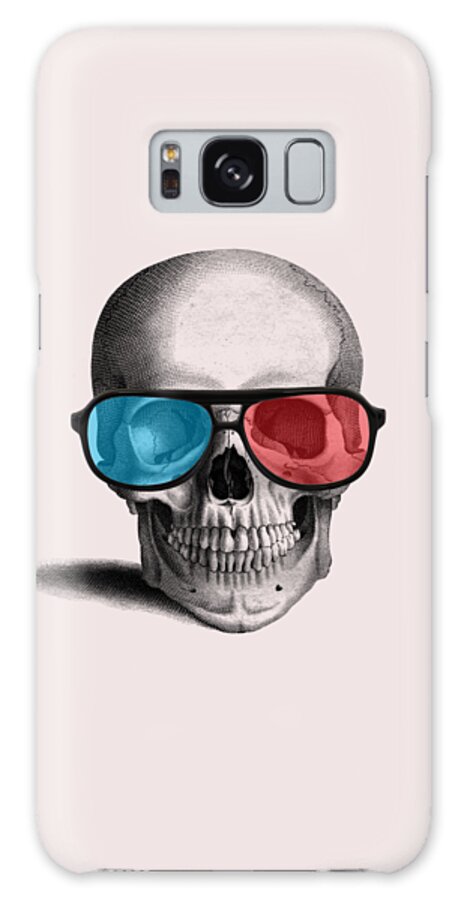 Skull Galaxy Case featuring the mixed media Human skull and 3d glasses by Madame Memento