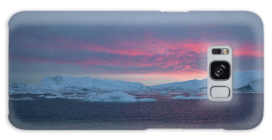 Icebergs Galaxy Case featuring the photograph Icebergs in the Midnight Sun by Eva Lechner