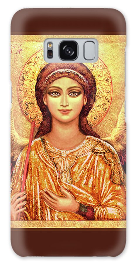 Christian Icons Print Galaxy Case featuring the mixed media Icon Archangel Gabriel by Ananda Vdovic