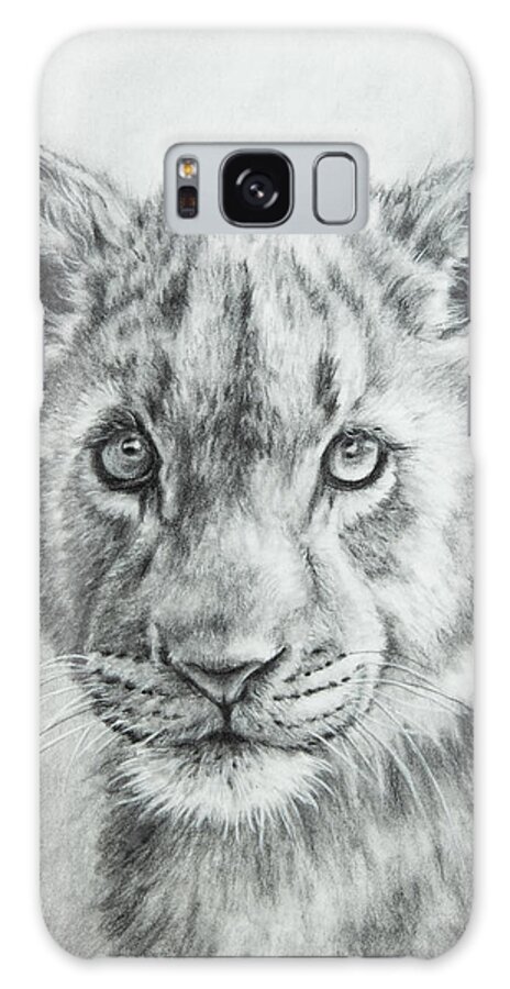 Lion Cub Galaxy Case featuring the drawing Innocence by Kirsty Rebecca